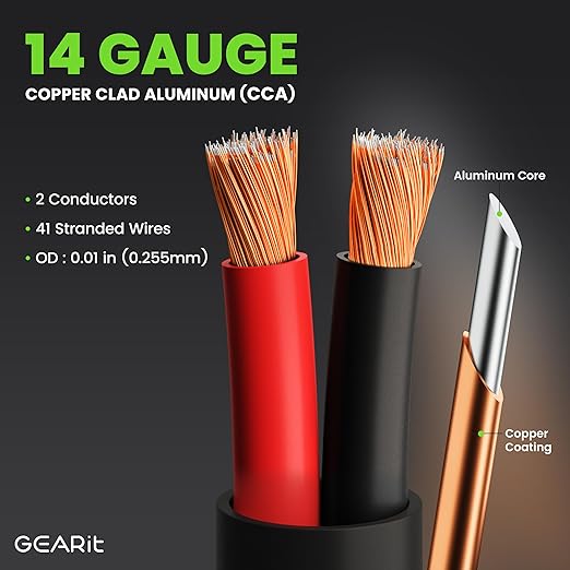 GEARit Outdoor Speaker Wire CL3 Rated, 14 Gauge Speaker Wire, Speaker Cable 100