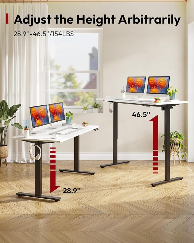 SANODESK Electric Standing Desk 60 x 24 Inches Whole-Piece Desktop Height