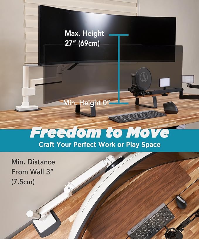 ULTRARM Heavy Duty Monitor Arm for Ultrawide Monitors up to 57" and 44 lbs