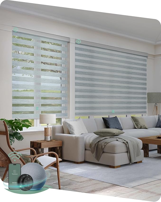 Yoolax Motorized Blinds with Remote, Electric Zebra Blinds
