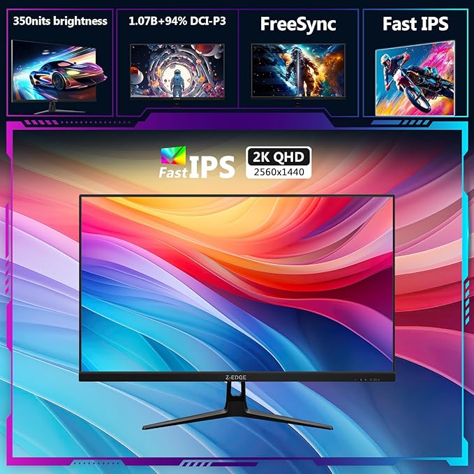 Z-Edge 27-inch Gaming Monitor QHD 2560 x 1440 2K, 180Hz Refresh Rate, 1ms MPRT