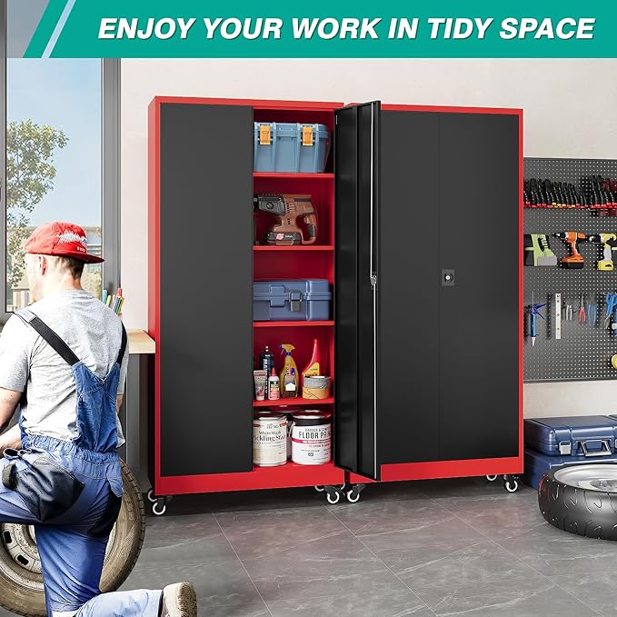 SISESOL 75" Tall Metal Storage Cabinet