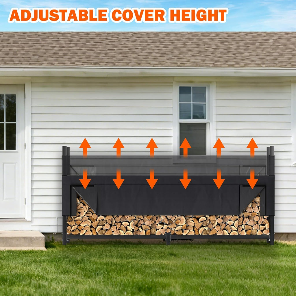ultrawall 8ft heavy duty firewood rack with waterproof, package contents
