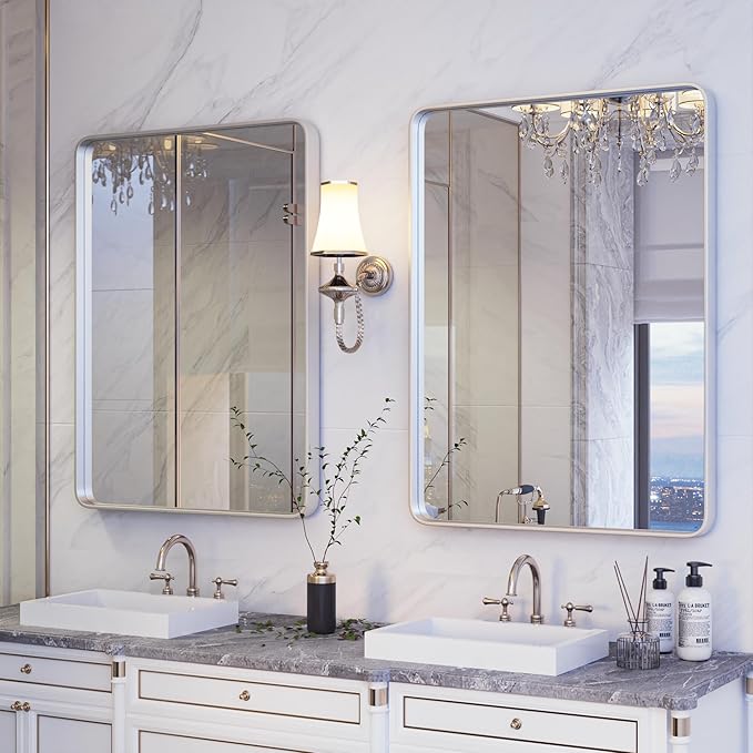 ISKM 30" x 30" Silver Framed Mirror