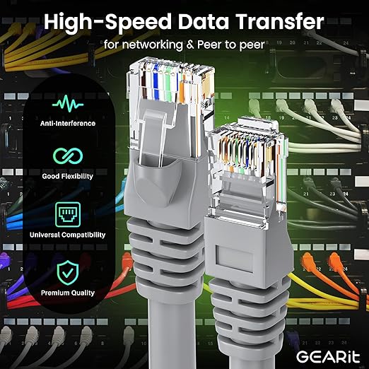 GEARit Cat 6 Ethernet Cable Cat6 Network Patch, Snagless Cord, Internet (20-Pack)