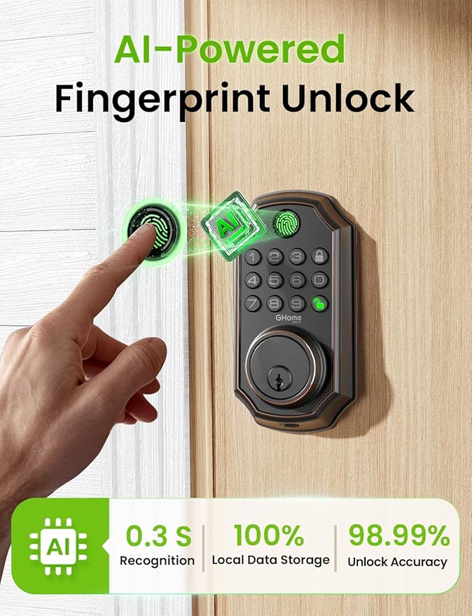 GHome Smart Door Lock KD30, Fingerprint Smart Deadbolt