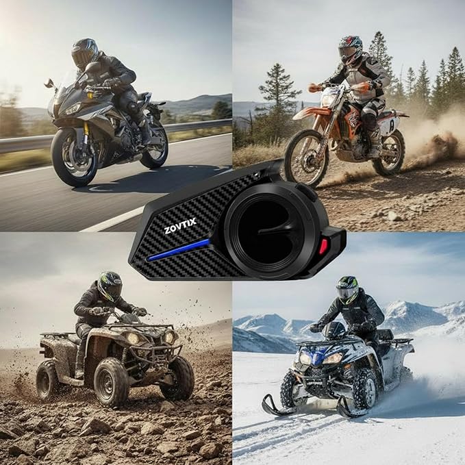 ZOVTIX Motorcycle Helmet Headset Support 8 Riders Group Intercom Communication