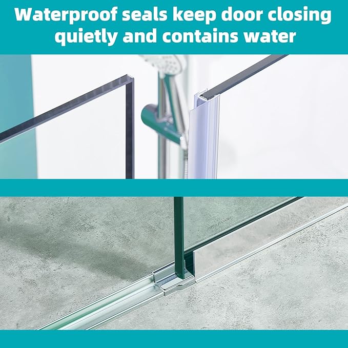 Pivot Swing Shower Door, Adjustable Width 58.9-60" W x 74" H Semi-Frameless