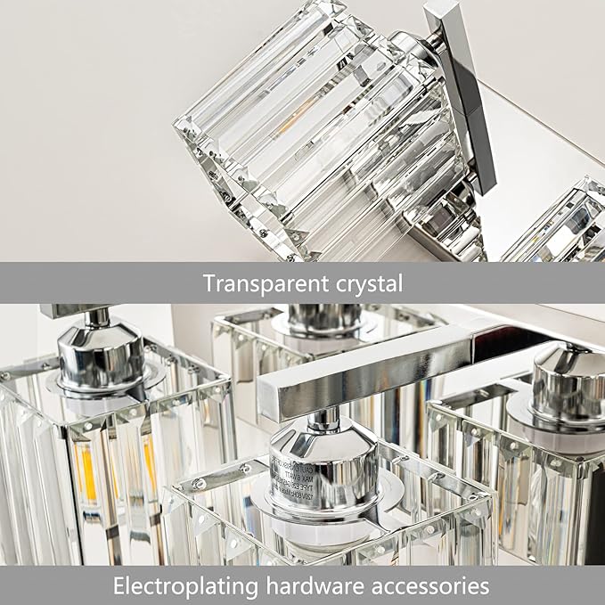 FDPBY Modern Bathroom Vanity Light 2-Lights Chrome Crystal Bathroom Wall Light