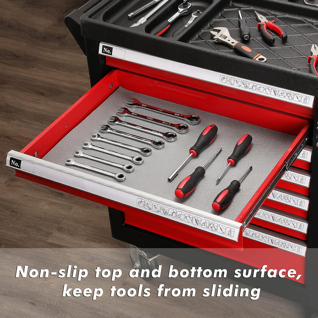 casoman professional tool box and drawer liner, grey, package contents
