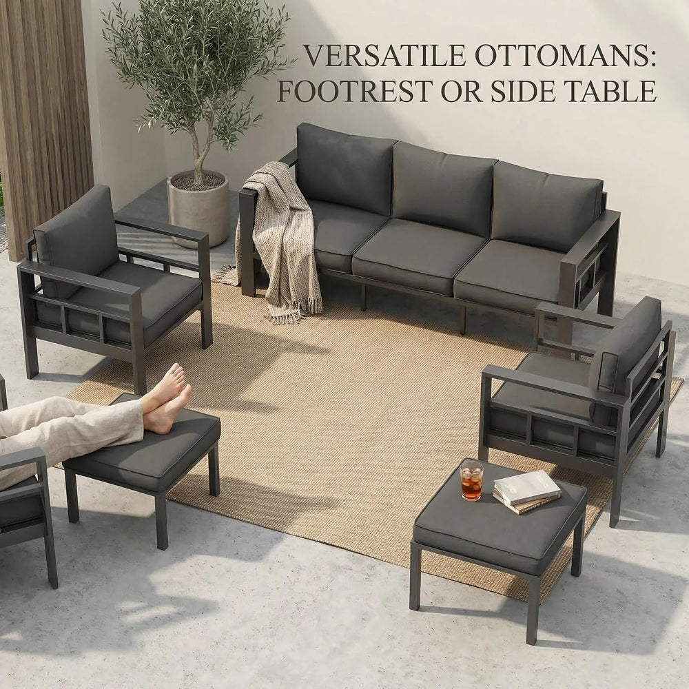 UDPATIO Aluminum Patio Furniture Set, 7-Piece Outdoor Sectional Set