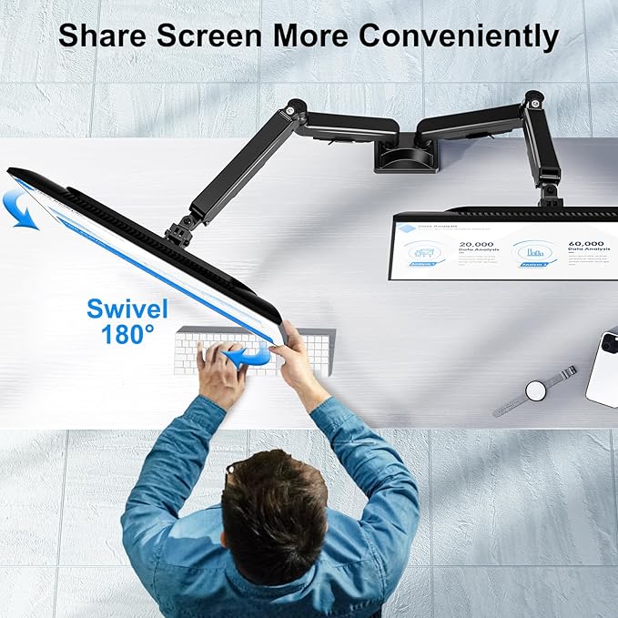 ErgoFocus Dual Monitor Mount for Screens up to 43", Heavy Duty Ultrawide Dual