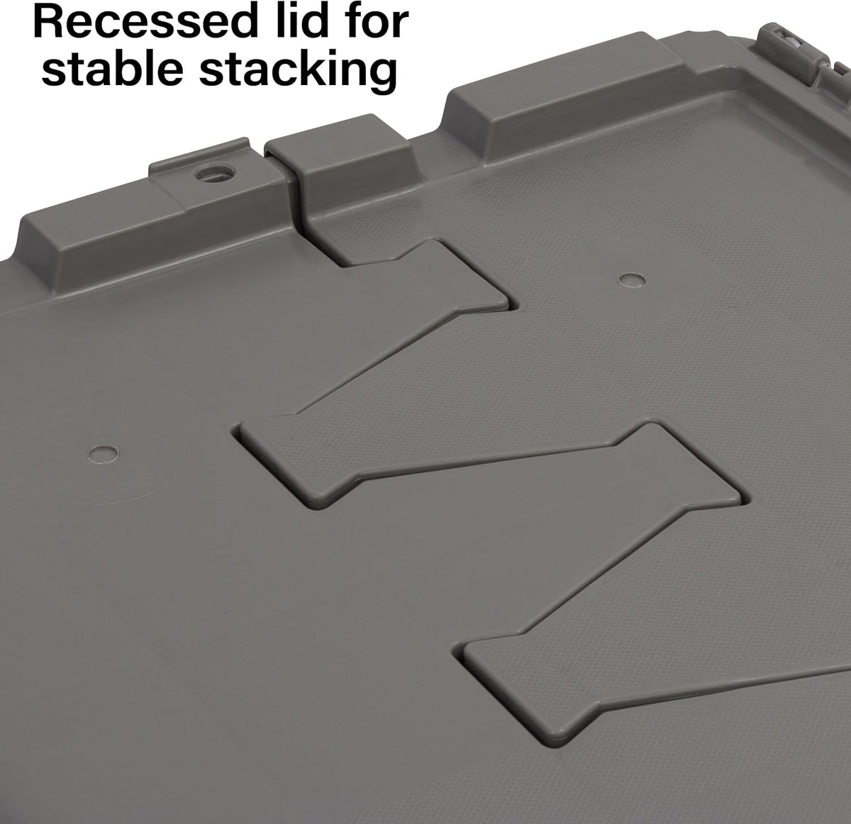 Buckhorn 12G Industrial Plastic Storage Container, Lid Attached, Stackable