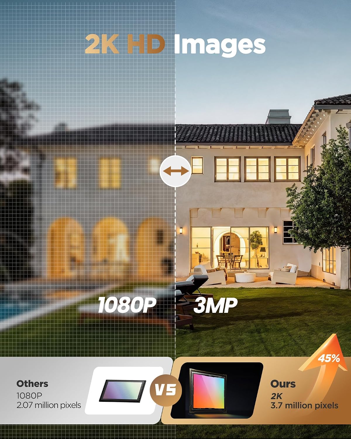 becamso security cameras wireless outdoor battery: 2k wifi showing dimensions
