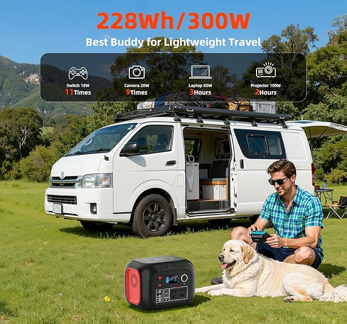 ENOFLO Portable Power Station 300W, 228Wh Solar Generator