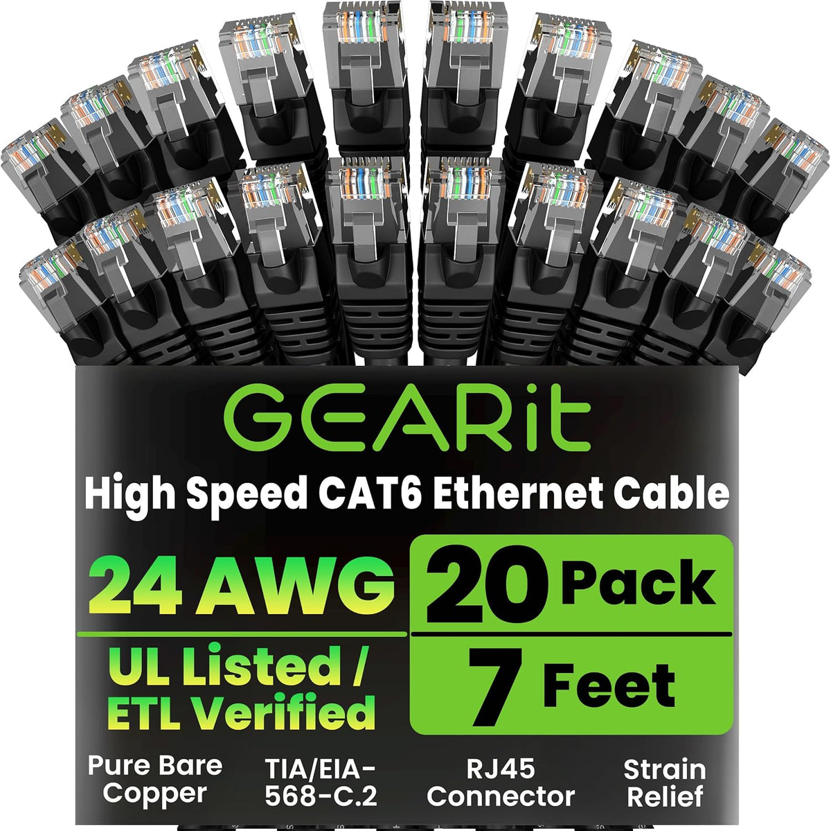 GEARit Cat 6 Ethernet Cable Pack (20-Pack)