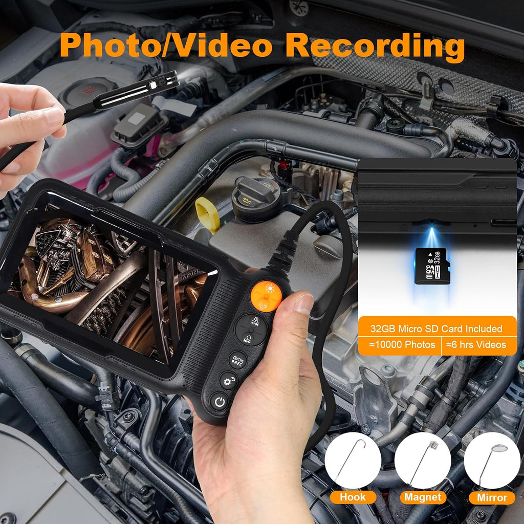 dual-lens industrial borescope camera with 5 inch ips, package contents