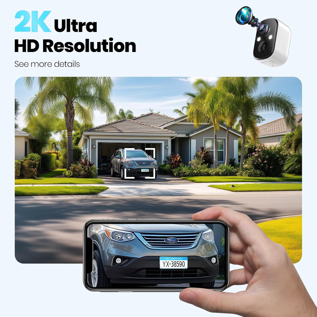 techage 2k security cameras wireless outdoor, with ai shown in use