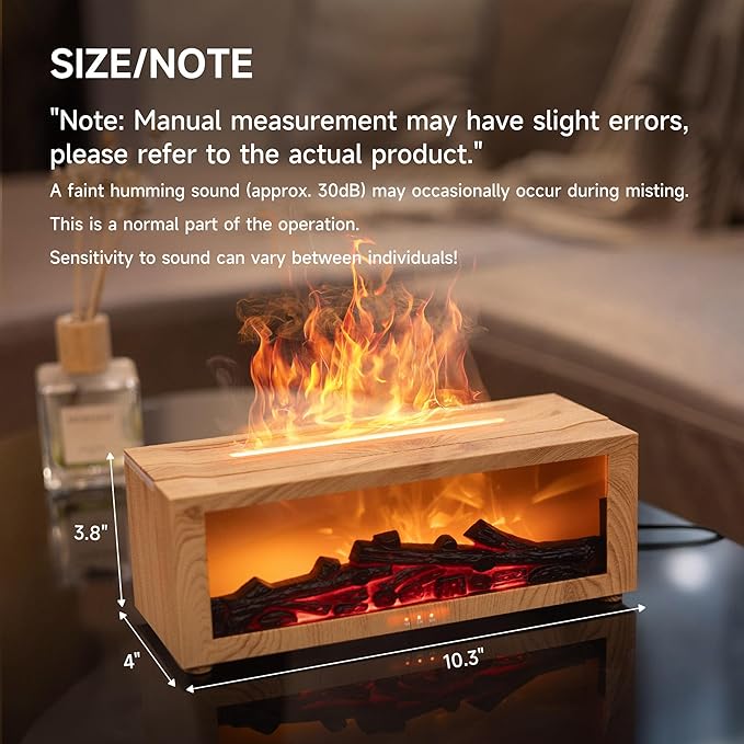 Fireplace Flame Air Diffuser Humidifier, 7 Colors Aromatherapy Essential Oil