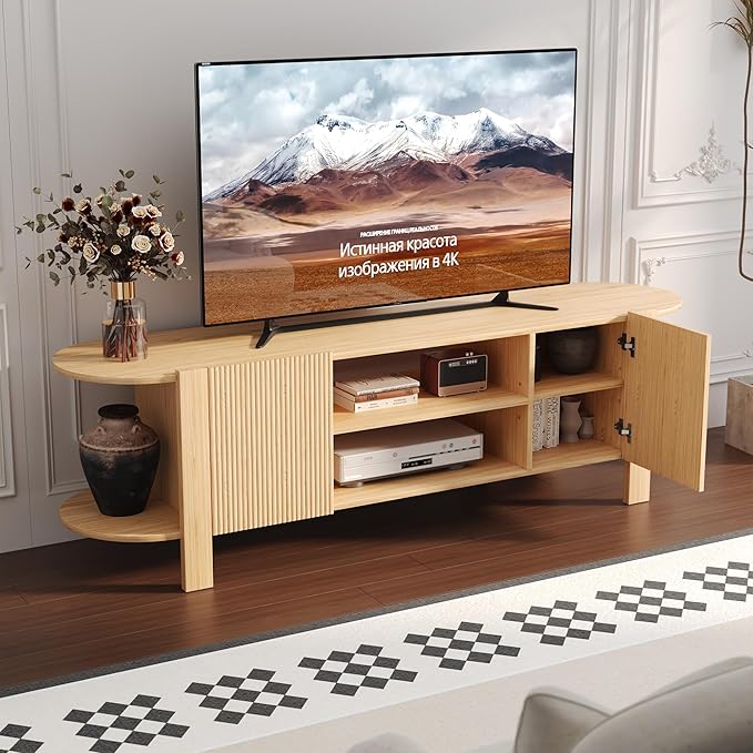 ZOSQUARE 65 Inch TV Stand for Up to 75 inch TVs, Fluted Entertainment Center