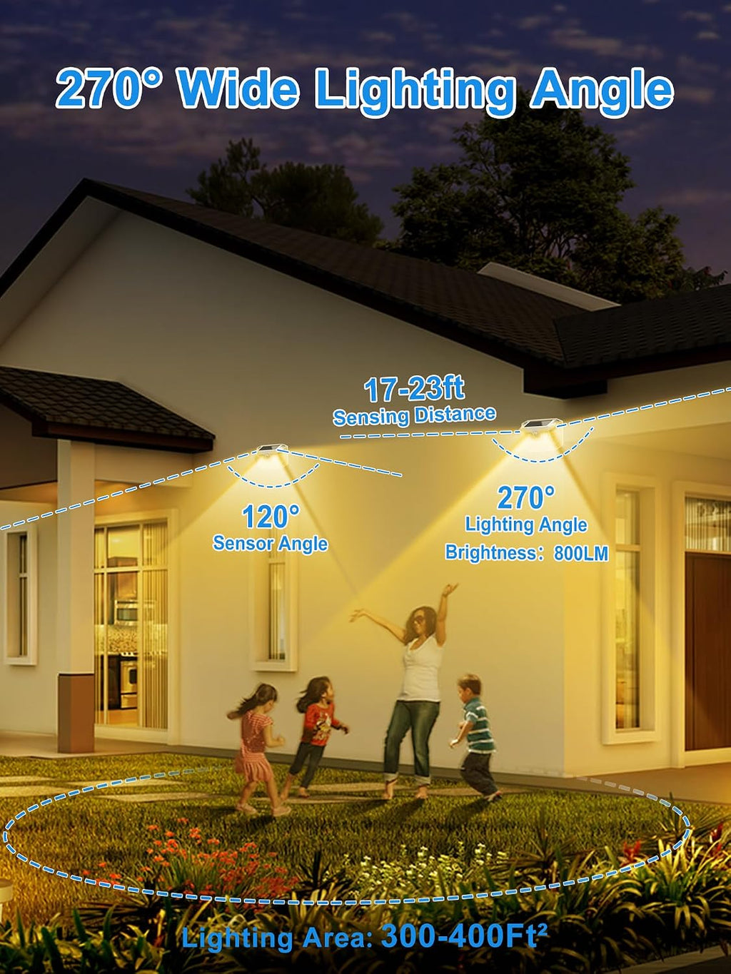 lansow solar motion light outdoor 6 pack, 188 showing dimensions