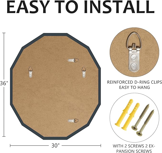 Bathroom Mirrors for Over Sink, Round Frameless Mirrors for Wall, 30x36 Inch