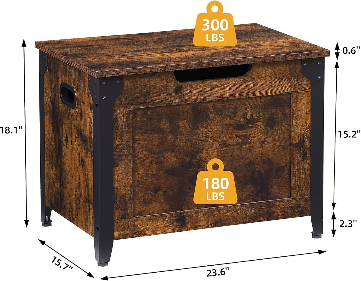 idealhouse 23.6" storage bench with 2 safety hinges, close-up detail