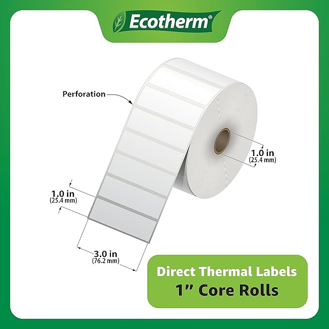 3" x 1" Thermal Labels | 6 Rolls | 15000 Labels | fits Zebra, Offnova Thermal