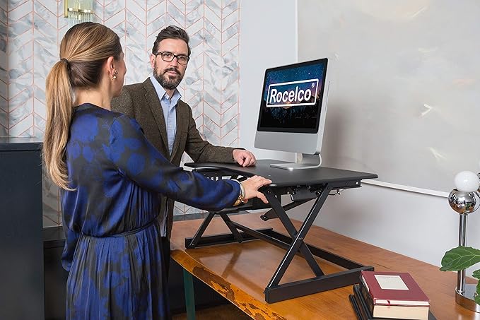 Rocelco 38" Large Height Adjustable Standing Desk Converter