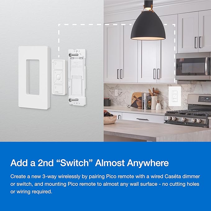 Lutron Caseta 3 Way Smart Dimmer Light Switch Kit, Includes Pico Remote