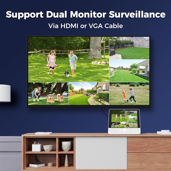 【12’’ Monitor + Human Tracking】Hiseeu 4K PoE Security Camera System, All-in-One (6Pcs)