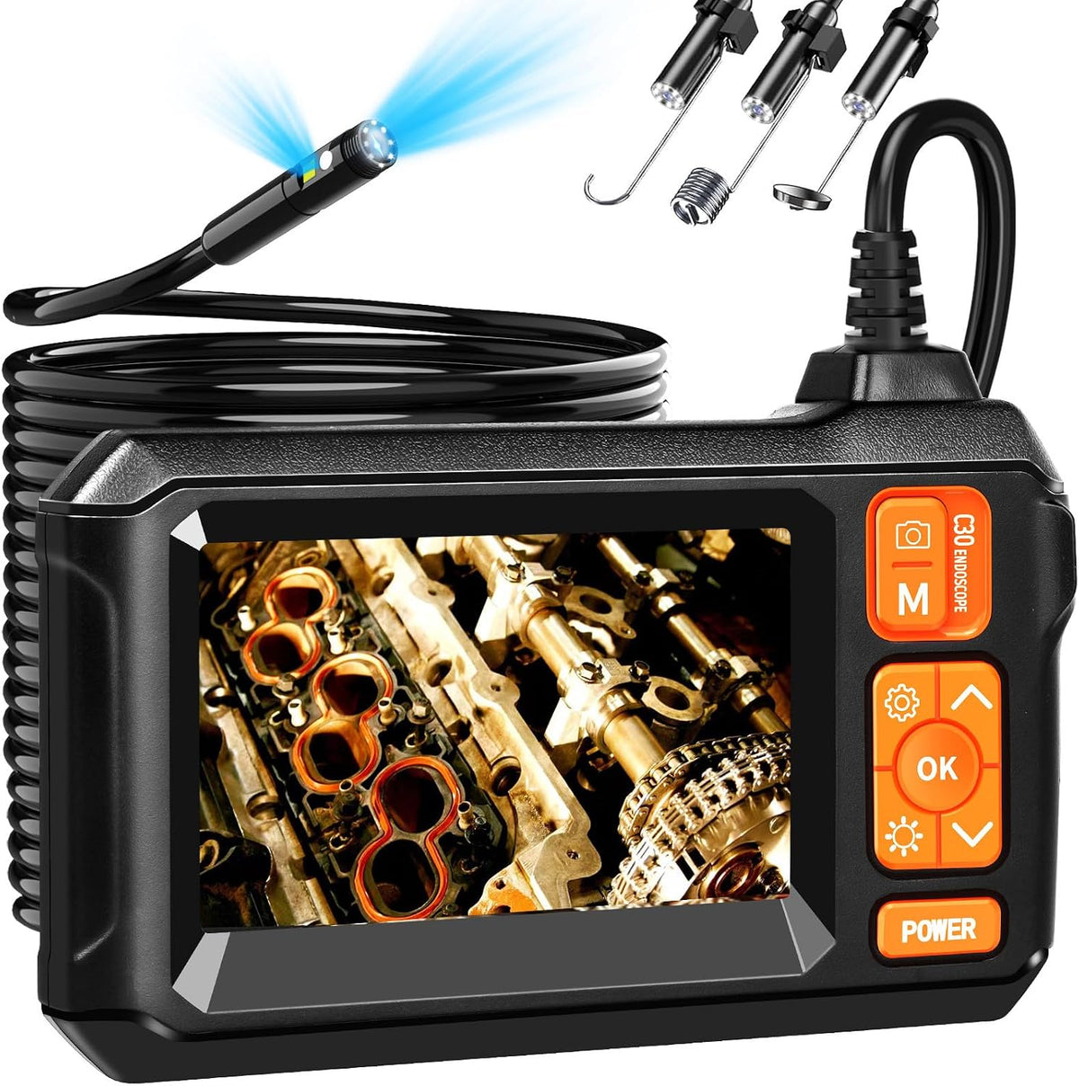 Daxiongmao Endoscope Camera with Light, 1080P HD Dual-Lens Borescope