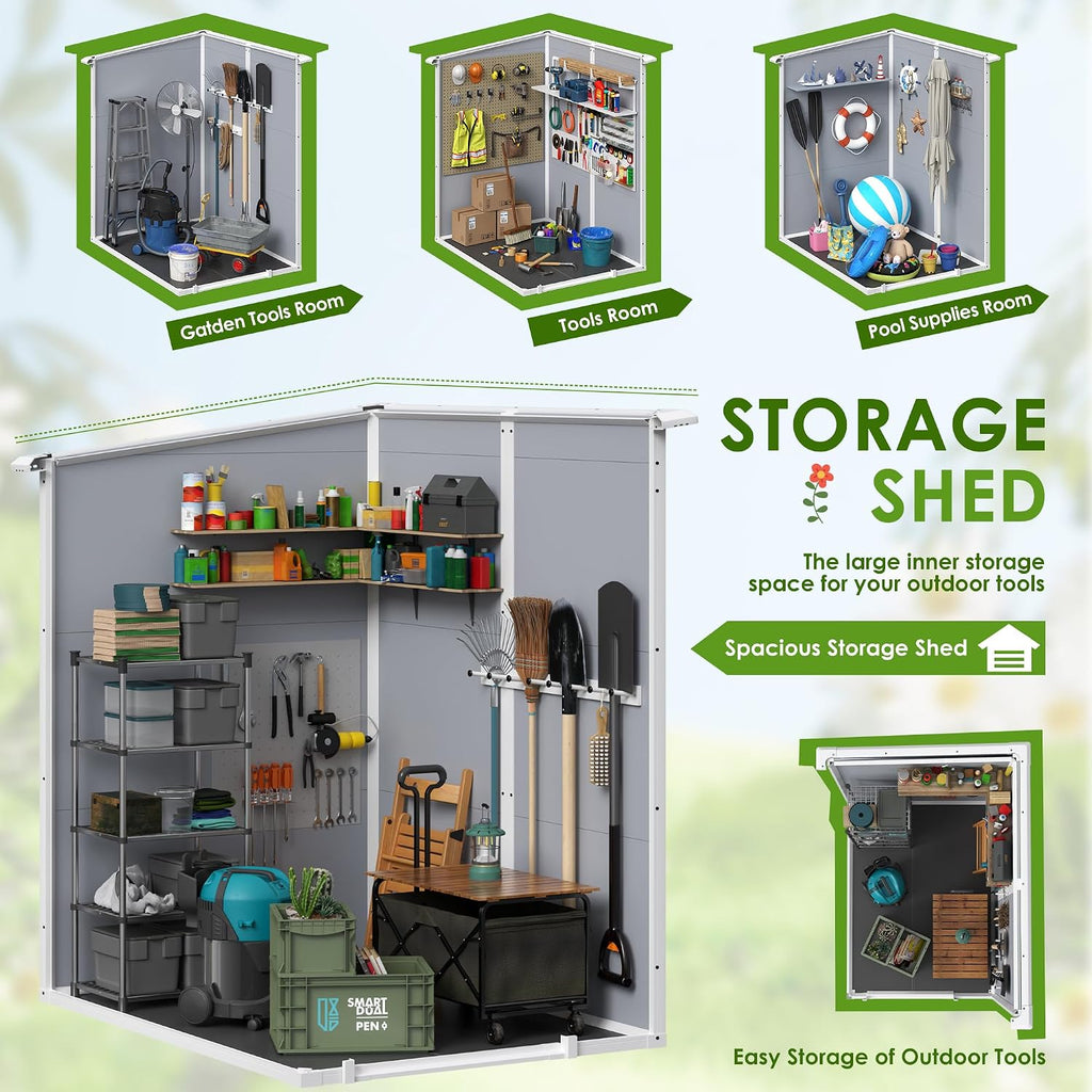 jummico outdoor storage shed, 5 x 4 ft, side view