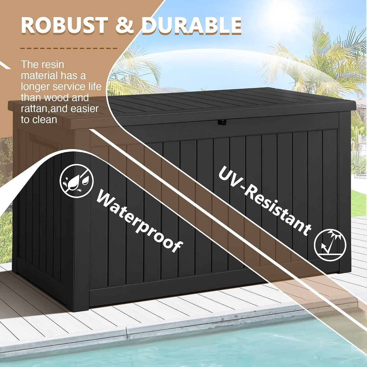 devoko xxl 230 gallon resin large deck box, package contents