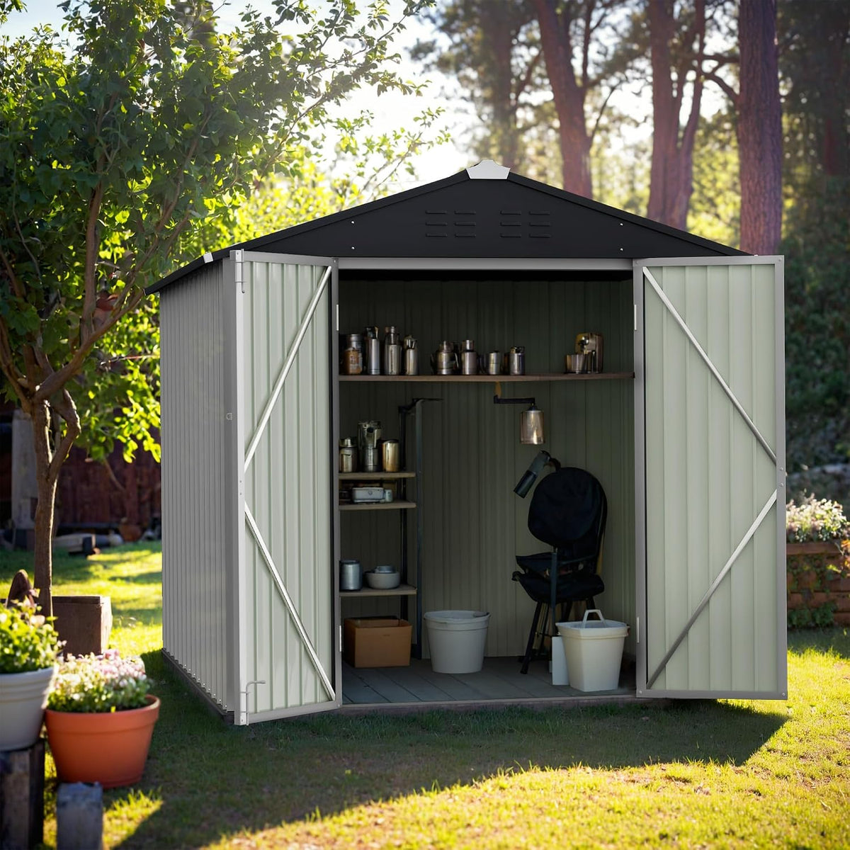 gunji 6 x 4 ft shed outdoor storage, package contents
