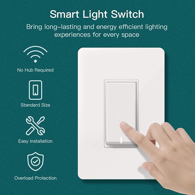 TREATLIFE Smart Light Switch Single Pole Works (4 Pack)