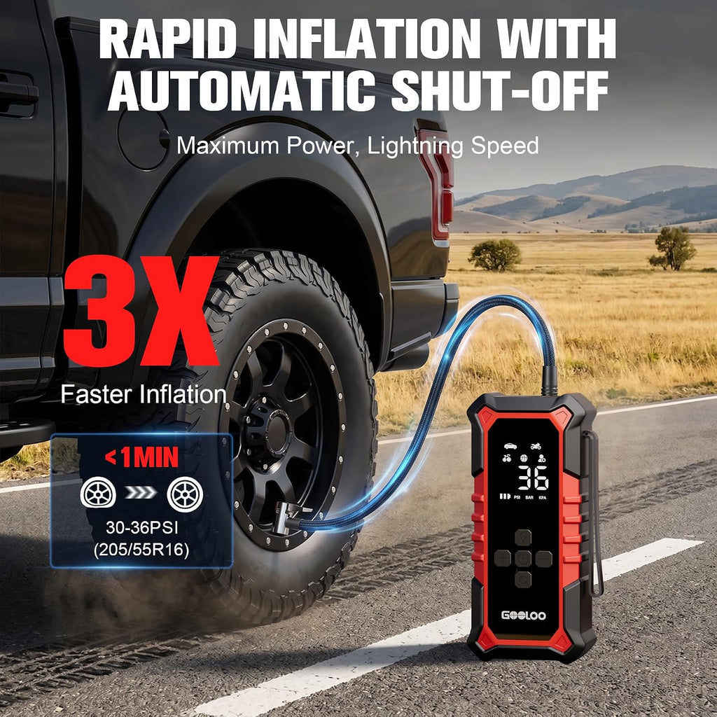 GOOLOO A6 Gear 160 PSI & 7500mAh Tire Inflator Portable Air Compressor