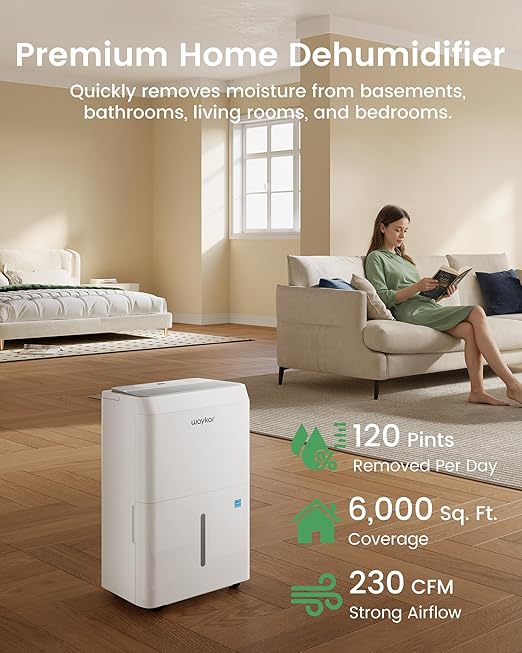 Waykar 6, 000 Sq. Ft. Energy Star 120 Pint Dehumidifier