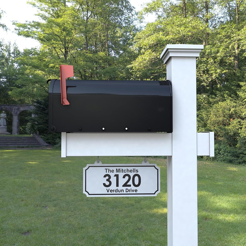 4Ever Products White Vinyl Mailbox Post System with Black Steel Mailbox