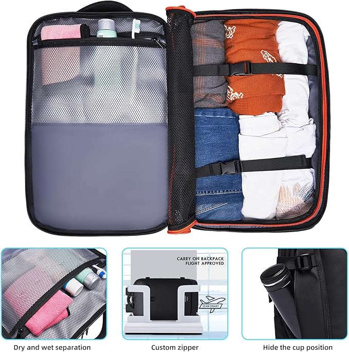 Carry on Backpack for Women Men 40L Flight Approved Travel Backpack Fit 17 Inch