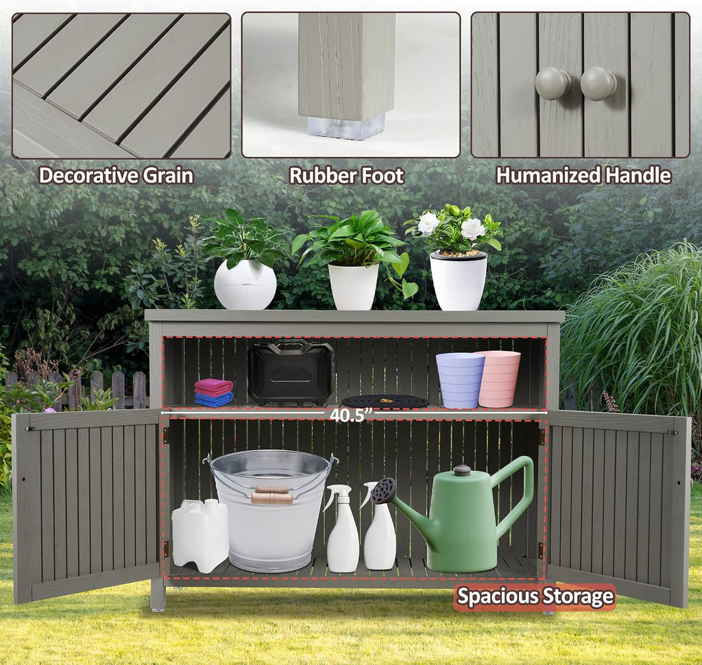 AHB Outdoor Console Sideboards Buffet Cabinet(Grey)
