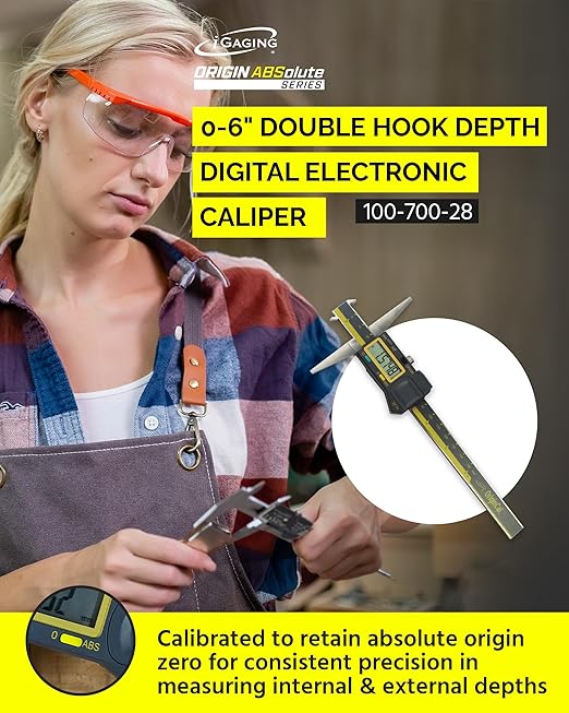 iGAGING Absolute Origin 0-6" Double Cut Depth Digital Caliper, IP54 Electronic