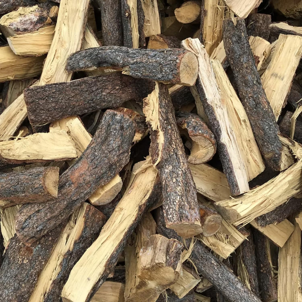 b&b charcoal piñon mini logs – 0.65 cu. shown in use