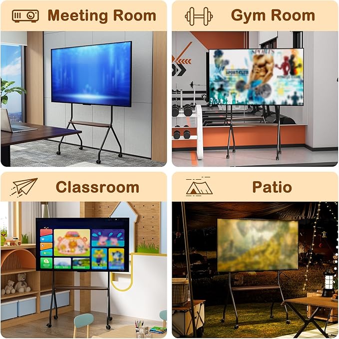 CVDF Rolling TV Stand for 49-75 Inch LCD LED OLED Flat/Curved Panel Screen TVs