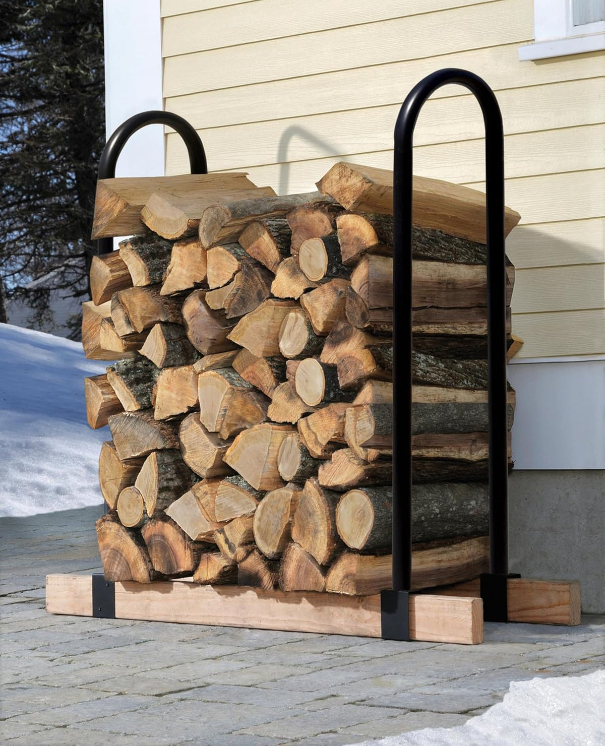 shelterlogic lumberrack black firewood rack adjustable bracket kit, side view