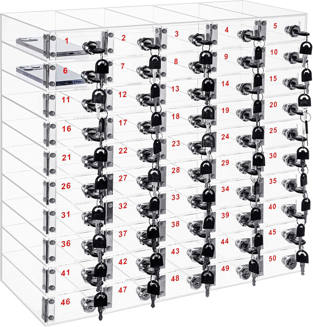 Layhit 50 Slots Cell Phone Locker Box for Classroom, Back to School, Black