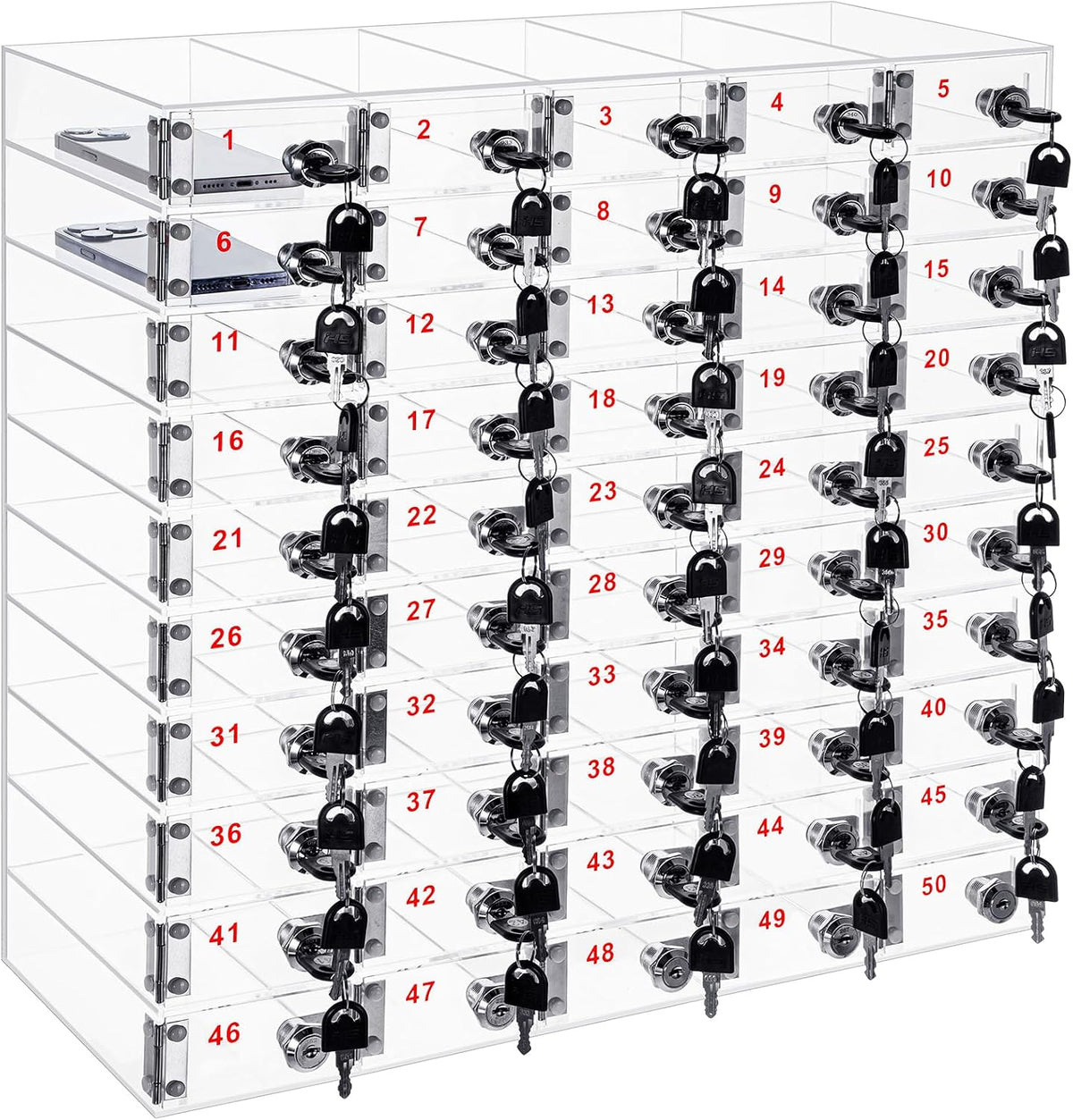 Layhit 50 Slots Cell Phone Locker Box for Classroom, Back to School, Black