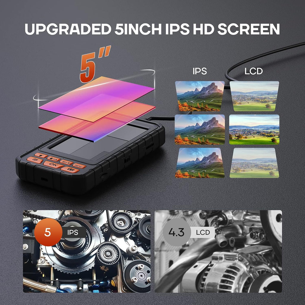 5inch borescope 5.5mm industrial endoscope camera with light shown in use