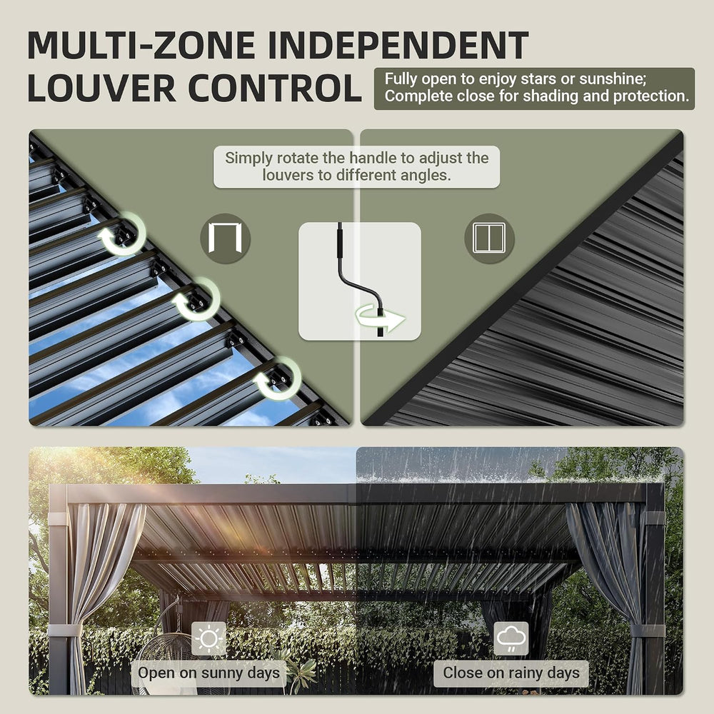 AirWire 12'x16' Louvered Pergola All-Aluminum Gazebo Dark Gray