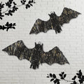 Glooglitter 2 Pcs Halloween Rattan Bats 3D Lit Woven Bat with Timer Remote
